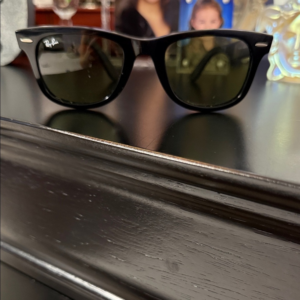 Ray-Ban Black Frame Sunglasses with Dark Green Lenses - Men's